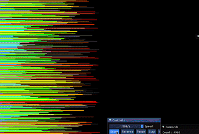A visualisation of push_swap sorting a stack of integers